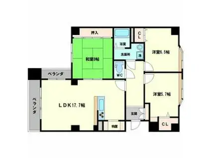 ダイフジ春日(3LDK/2階)の間取り写真