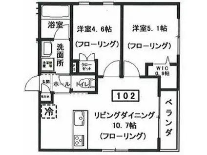 へーベルメゾン中央5丁目南棟(2LDK/1階)の間取り写真