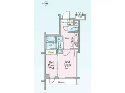HYS新宿西落合(2K/5階)の間取り写真