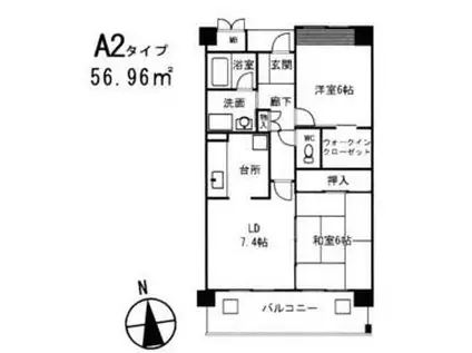 メゾン・フェリーチェ(2LDK/4階)の間取り写真