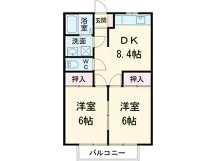 ノブレスコート(2DK/1階)の間取り写真