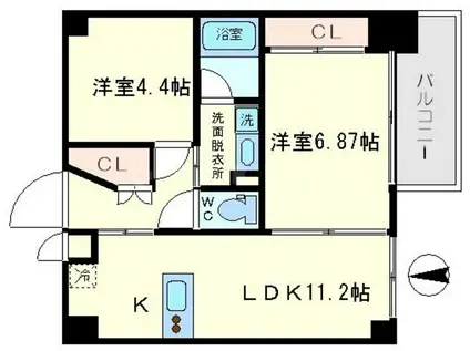 サムティ難波グレイス(2LDK/12階)の間取り写真