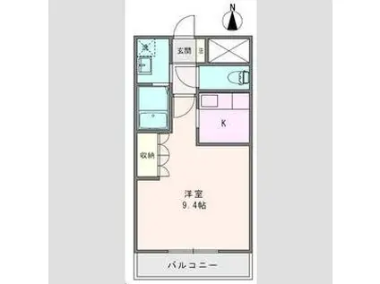 ハスヤマB(1K/2階)の間取り写真