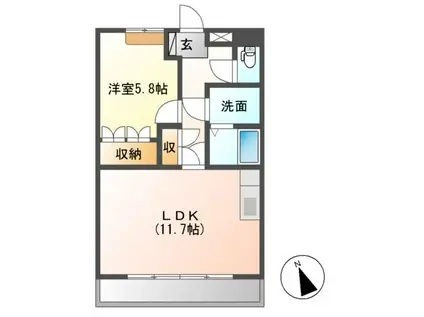 ゴールド エクスペリメント(1LDK/1階)の間取り写真