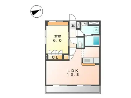 TIARA(1LDK/3階)の間取り写真