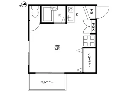 アリス藤が丘(ワンルーム/1階)の間取り写真