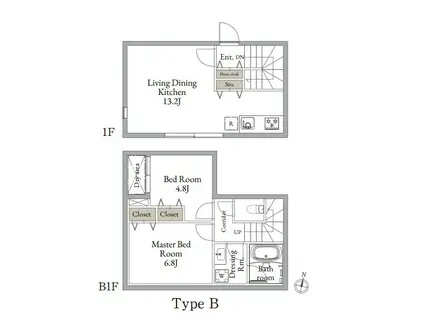 LIVE FLAT 東高円寺Ⅱ(2LDK/1階)の間取り写真