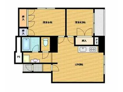 ユトリロ新川(2LDK/3階)の間取り写真