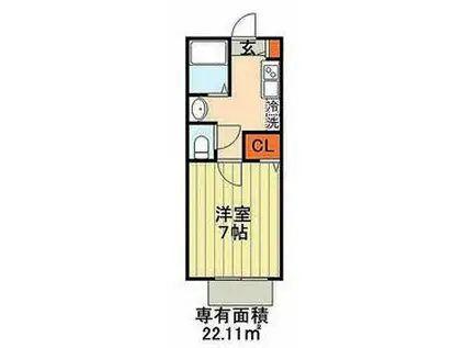 VILLA末広Ⅰ(1K/1階)の間取り写真