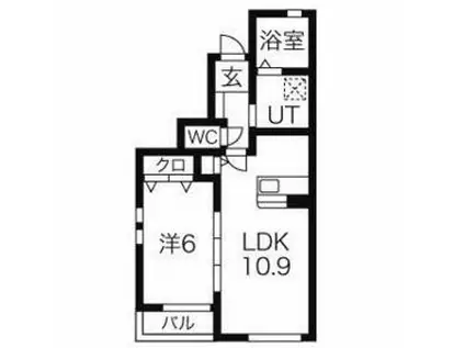 コスモス2(1LDK/1階)の間取り写真