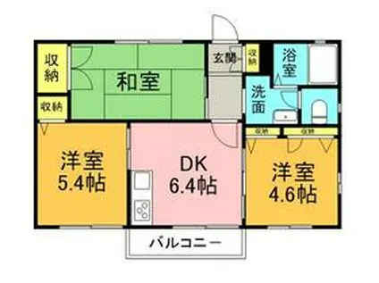 フォレストA(3DK/2階)の間取り写真
