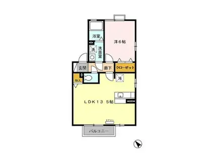 天王ガーデンⅡ A棟(1LDK/2階)の間取り写真