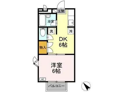 シェレナ山下1(1DK/1階)の間取り写真