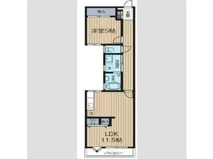 雅 マンション龍城ヶ丘(1LDK/2階)の間取り写真