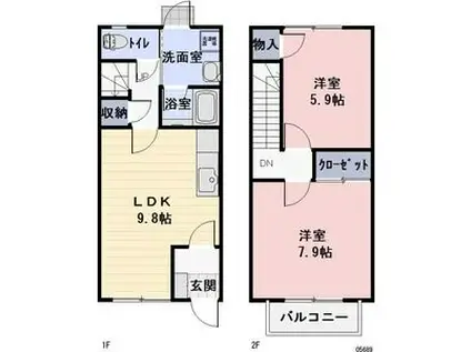 パネスガーデン B棟(2LDK)の間取り写真