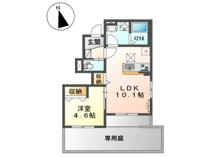 リラッサンテ(1LDK/1階)の間取り写真