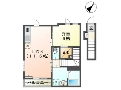 LINA(1LDK/2階)の間取り写真