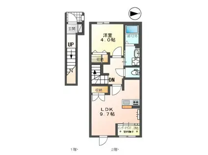 シェルル・スターテラス和合(1LDK/2階)の間取り写真