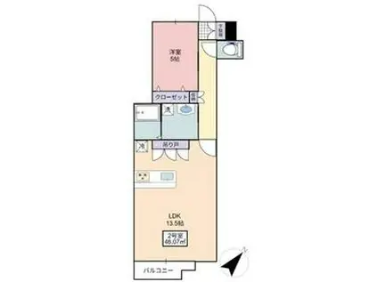 フローリッシュ大久保Ⅱ(1LDK/3階)の間取り写真