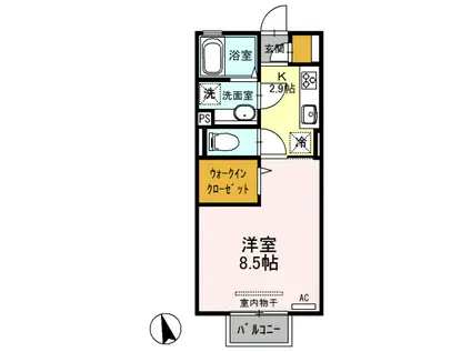 クラニアⅡ(1K/2階)の間取り写真