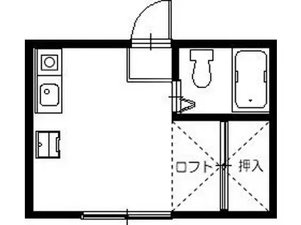 ヒロハイツB(ワンルーム/1階)の間取り写真