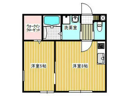 リーフィアⅠ(1K/2階)の間取り写真