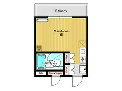 コオポスアペアⅠ(ワンルーム/2階)の間取り写真