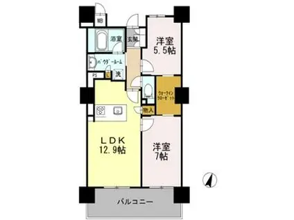 ロイヤルパークスERささしま(2LDK/13階)の間取り写真