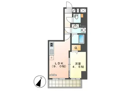 ウィスタリアコート(1LDK/2階)の間取り写真