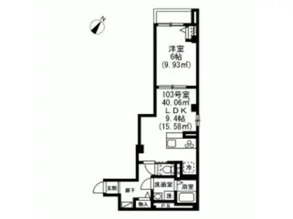 カーサスミレ トレス(1LDK/3階)の間取り写真