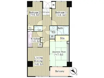 田園調布南マンション(3LDK/3階)の間取り写真