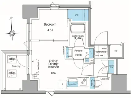 ルフォンプログレ田原町(1LDK/7階)の間取り写真