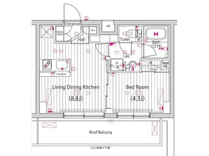 ガーラ・ヴィスタ調布(1LDK/4階)の間取り写真