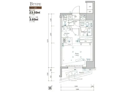 SYFORME YOKOHAMA-HIRANUMABASHI(ワンルーム/5階)の間取り写真