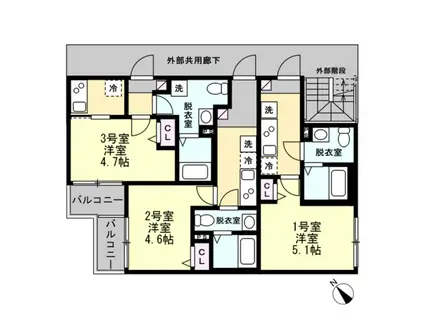 アビリオ鶴見本町通(1K/1階)の間取り写真