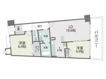 アイランドシティインフィニガーデンサウス棟(2LDK/10階)の間取り写真