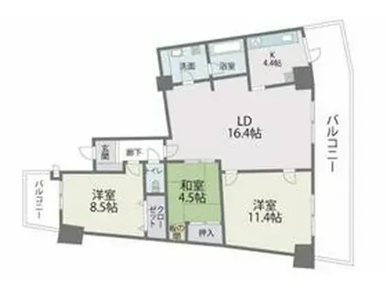 アイランドシティインフィニガーデン イースト棟(3LDK/6階)の間取り写真