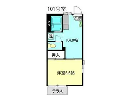 ミューゼハウス(1K/1階)の間取り写真