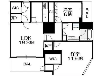 グランフロント大阪オーナーズタワー(2LDK/30階)の間取り写真