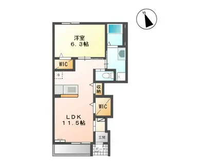ドリームハウス(1LDK/1階)の間取り写真