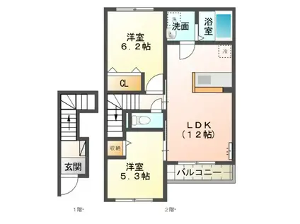 メゾン ポルテ(2LDK/2階)の間取り写真