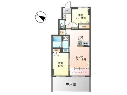 ブルークラウドB(2LDK/1階)の間取り写真