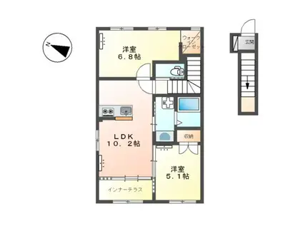 ブルークラウドB(2LDK/2階)の間取り写真