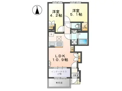 SHAMROCK(2LDK/1階)の間取り写真