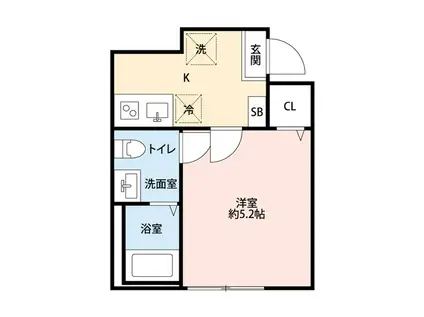 KEEP LAGOON桜ヶ丘 A棟(1K/2階)の間取り写真