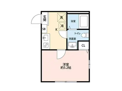 KEEP LAGOON桜ヶ丘 A棟(1K/2階)の間取り写真