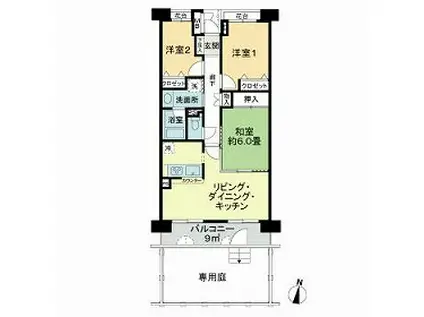 ファミール津田沼(3LDK/1階)の間取り写真