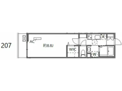 ウィンドテラス矢切(1K/2階)の間取り写真