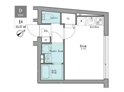 LEGALAND茗荷谷(ワンルーム/4階)の間取り写真