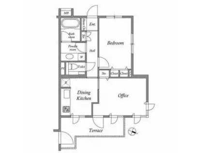 レジデンス桜新町スクエア(1LDK/1階)の間取り写真